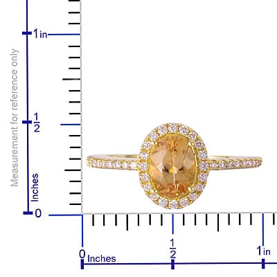 Iliana 18K Yellow Gold AAA Imperial Topaz and G-H SI Diamond Halo Ring (Size 6) 2.35 Grams 1.00 ctw