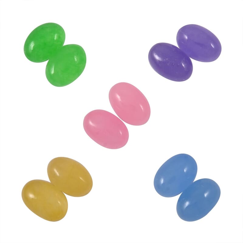 Multi Color Jade Set of 10 (D) (Ovl 6x4 mm) 4.74 ctw Loose Gemstone