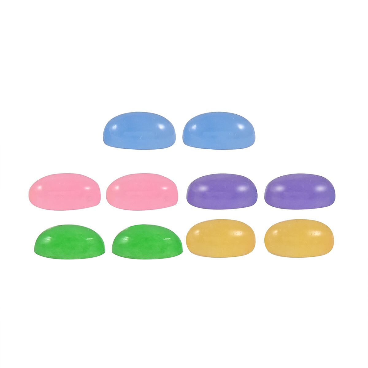 Multi Color Jade Set of 10 (D) (Ovl 6x4 mm) 4.74 ctw Loose Gemstone