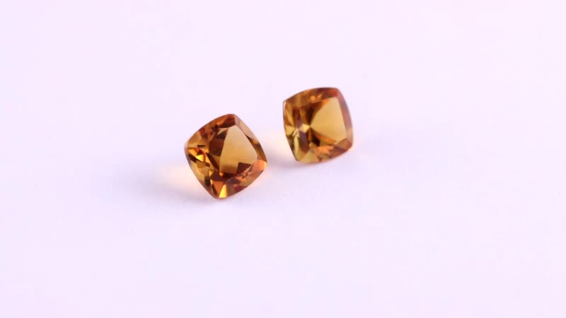 AA Serra Gaucha Citrine Set of 2 (Cush 6x6 mm) 1.51 ctw Loose Gemstone