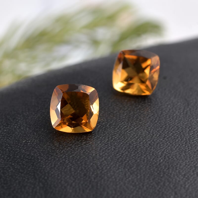 AA Serra Gaucha Citrine Set of 2 (Cush 6x6 mm) 1.51 ctw Loose Gemstone