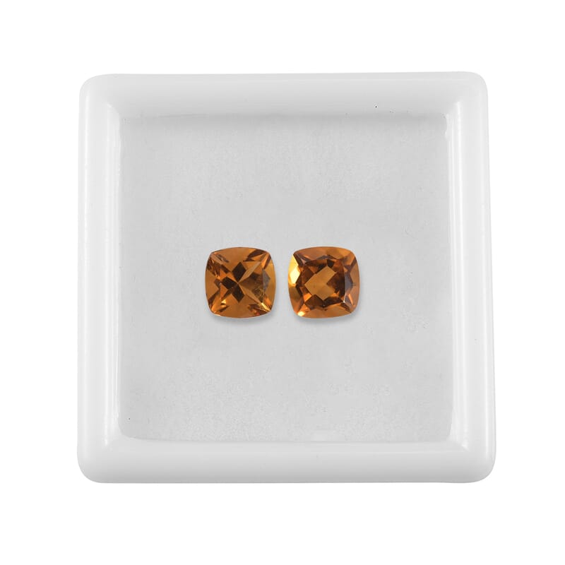 AA Serra Gaucha Citrine Set of 2 (Cush 6x6 mm) 1.51 ctw Loose Gemstone
