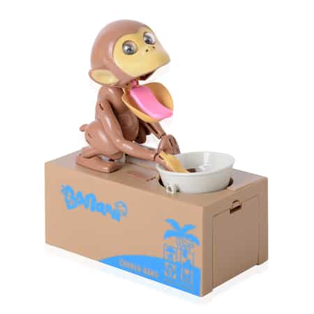 Monkey Piggy Bank (6x3 in) (AA Batteries not Included) image number 0