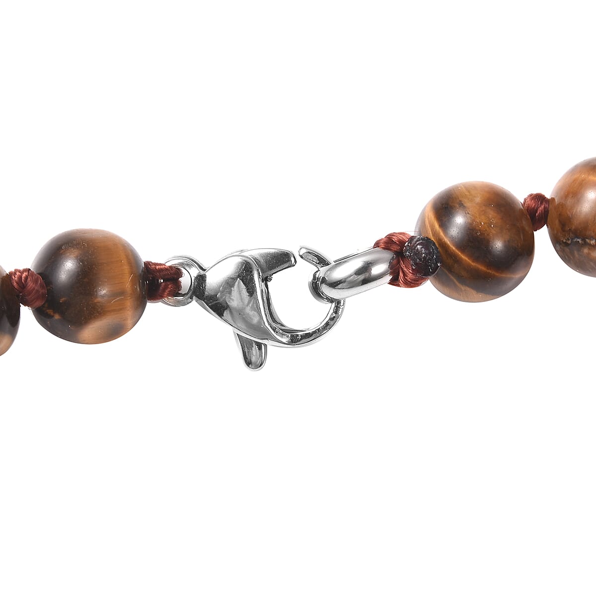 Tigers Eye Dragon Sphere Pendant in Silvertone and Beaded Dragon Scroll Necklace 20-22 Inches with Stainless Steel Necklace 20 Inches 186.25 ctw image number 5