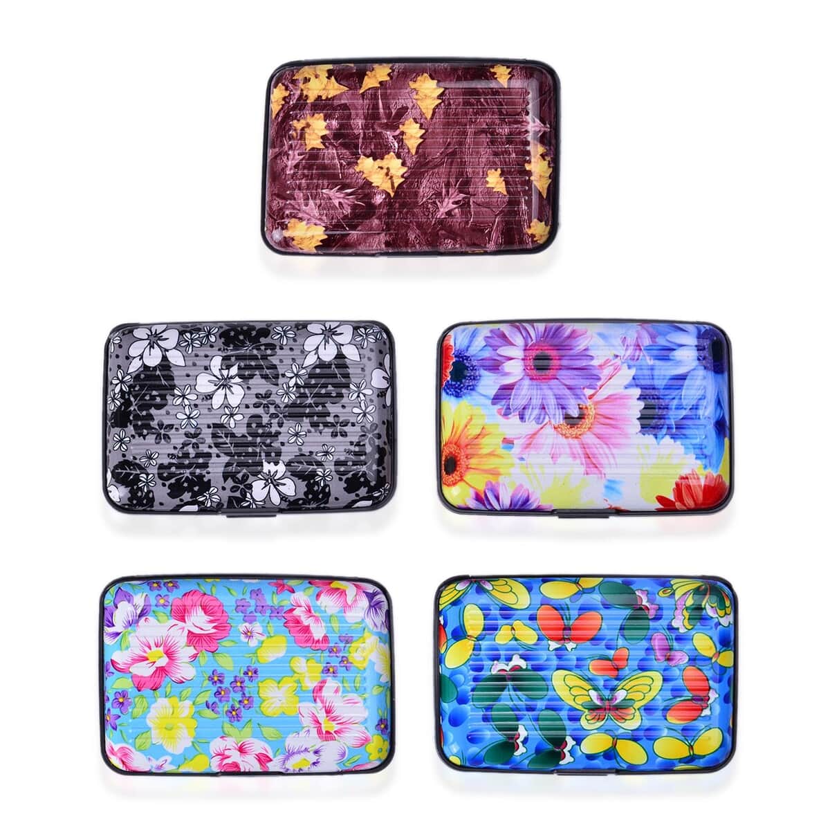 Set of 5 Multi Colored Floral RFID Card Holder image number 0