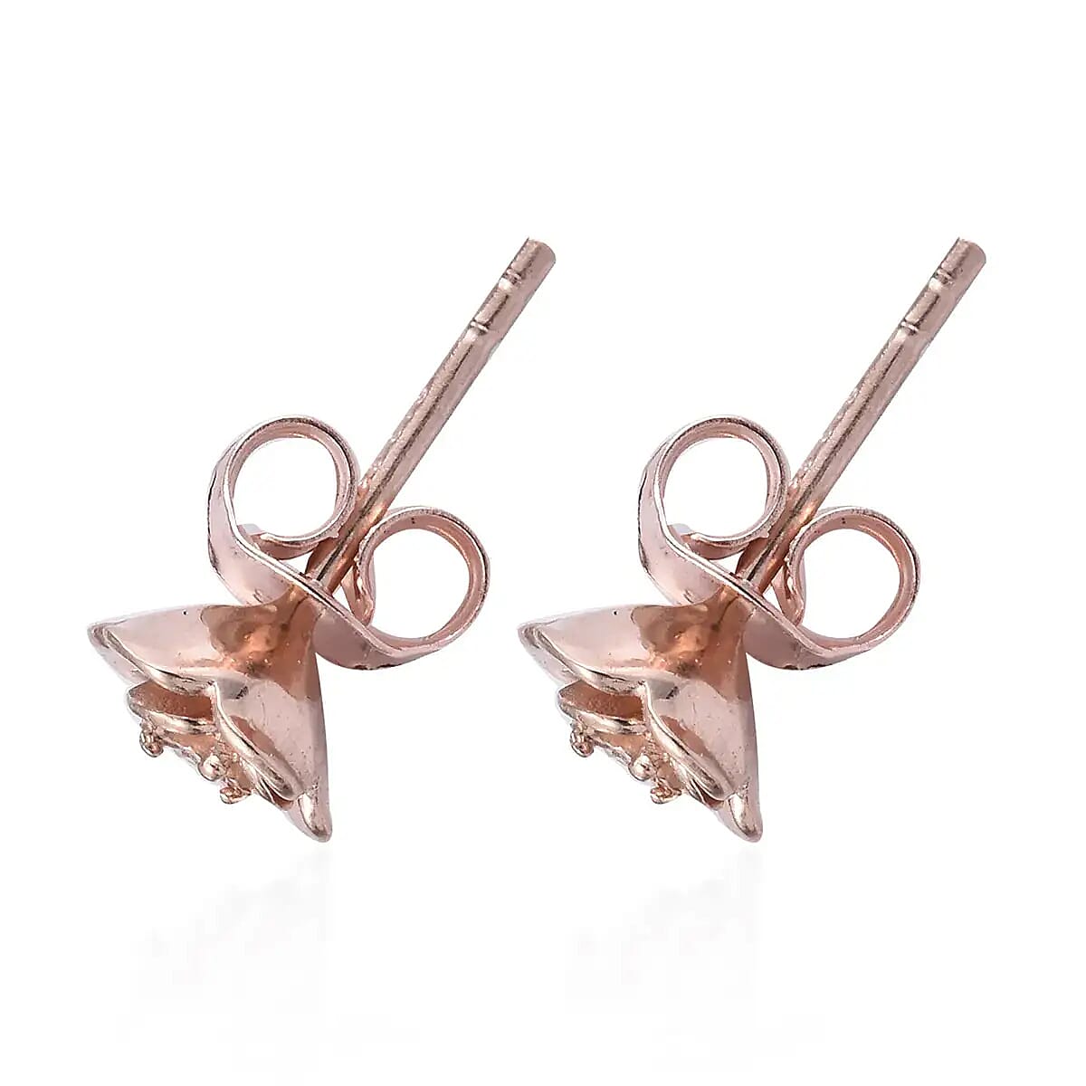 D'Joy Natural Pink Diamond Accent Earrings, Rose Studs, Flower Earrings, Rose Earrings, Sterling Silver Earrings, Floral Earrings in Vermeil RG Over Sterling Silver