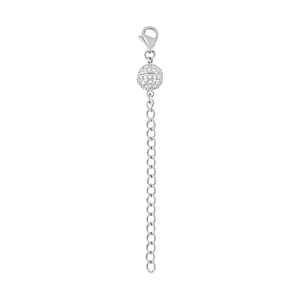 Simulated Diamond 2Inch Extender Chain with 9mm Lobster Lock and 8mm Magnetic Lock in Stainless Steel 0.65 ctw