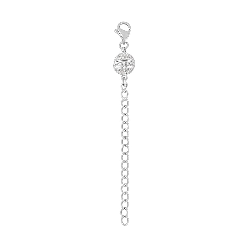 Simulated Diamond 2Inch Extender Chain with 9mm Lobster Lock and 8mm Magnetic Lock in Stainless Steel 0.65 ctw