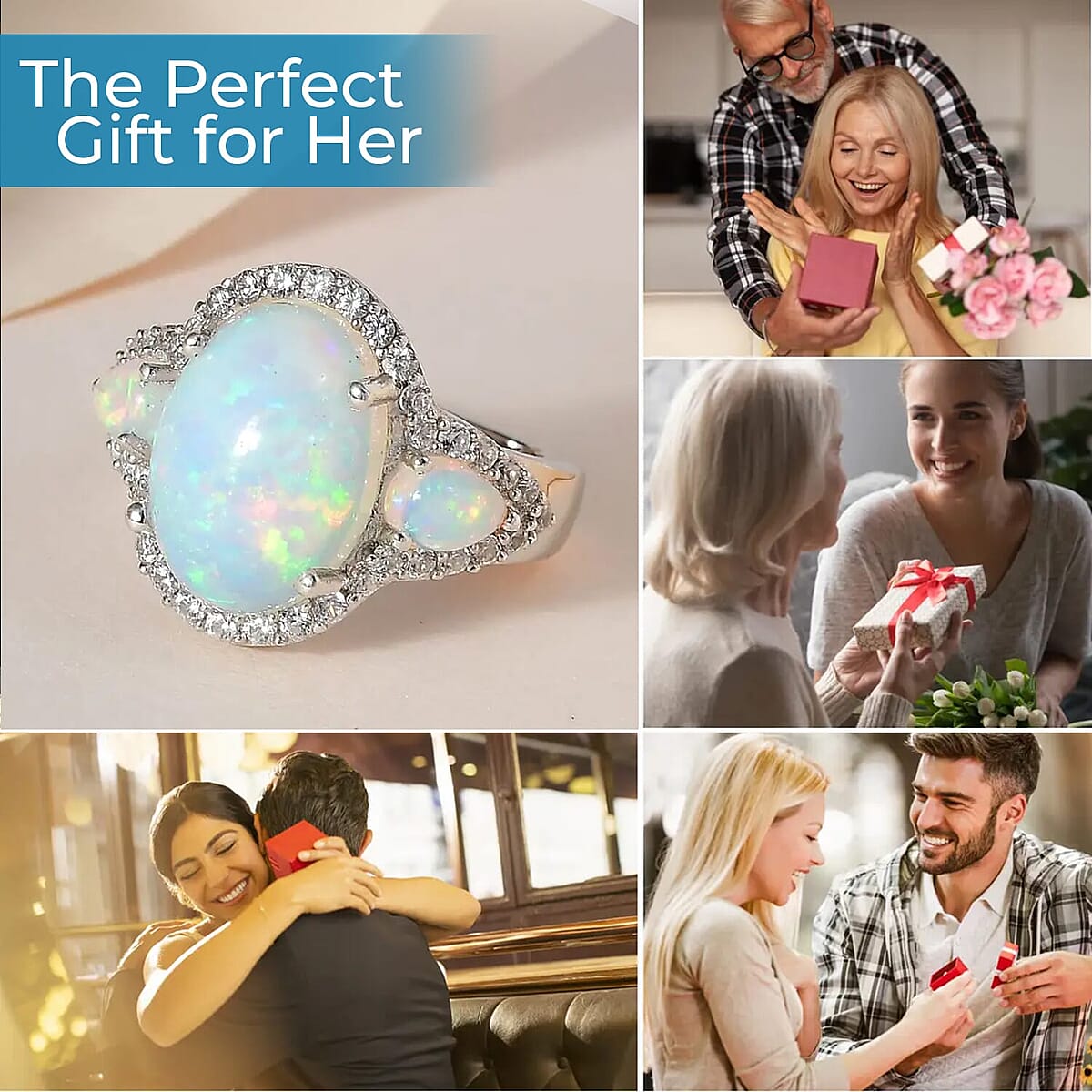 Ethiopian Welo Opal, Cambodian Zircon Ring in Platinum Over Sterling Silver (Size 7.0) 5.00 ctw image number 4