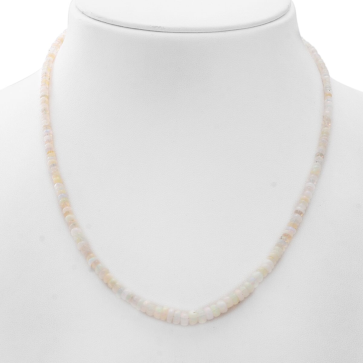 Ethiopian Welo Opal Roundel Bead Necklace 18 Inches in Sterling Silver 40.00 ctw image number 1