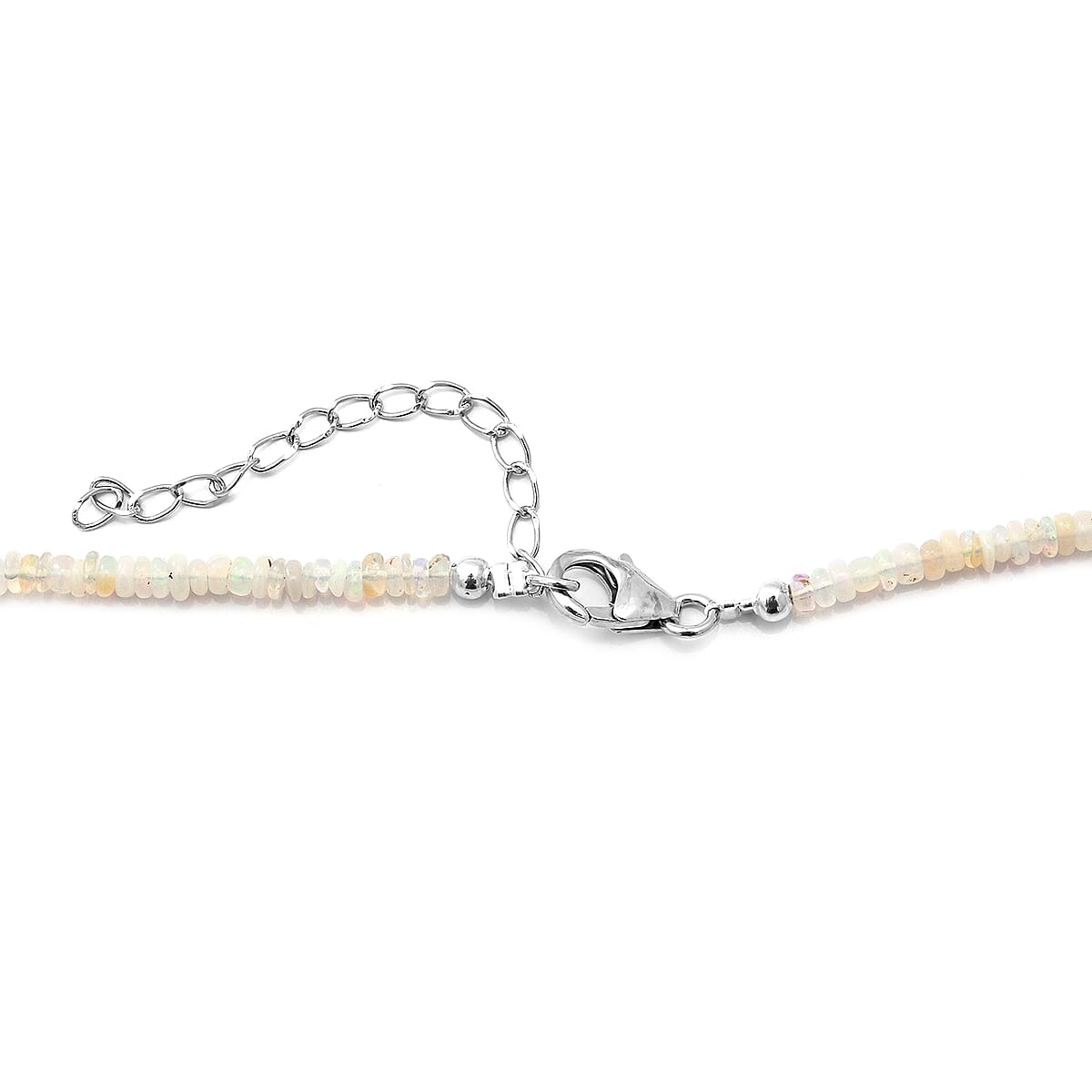 Ethiopian Welo Opal Roundel Bead Necklace 18 Inches in Sterling Silver 40.00 ctw image number 3