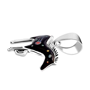 Santa Fe Style Black Onyx Pendant without Chain in Sterling Silver, Horse Pendant without Chain For Women 1.25 ctw