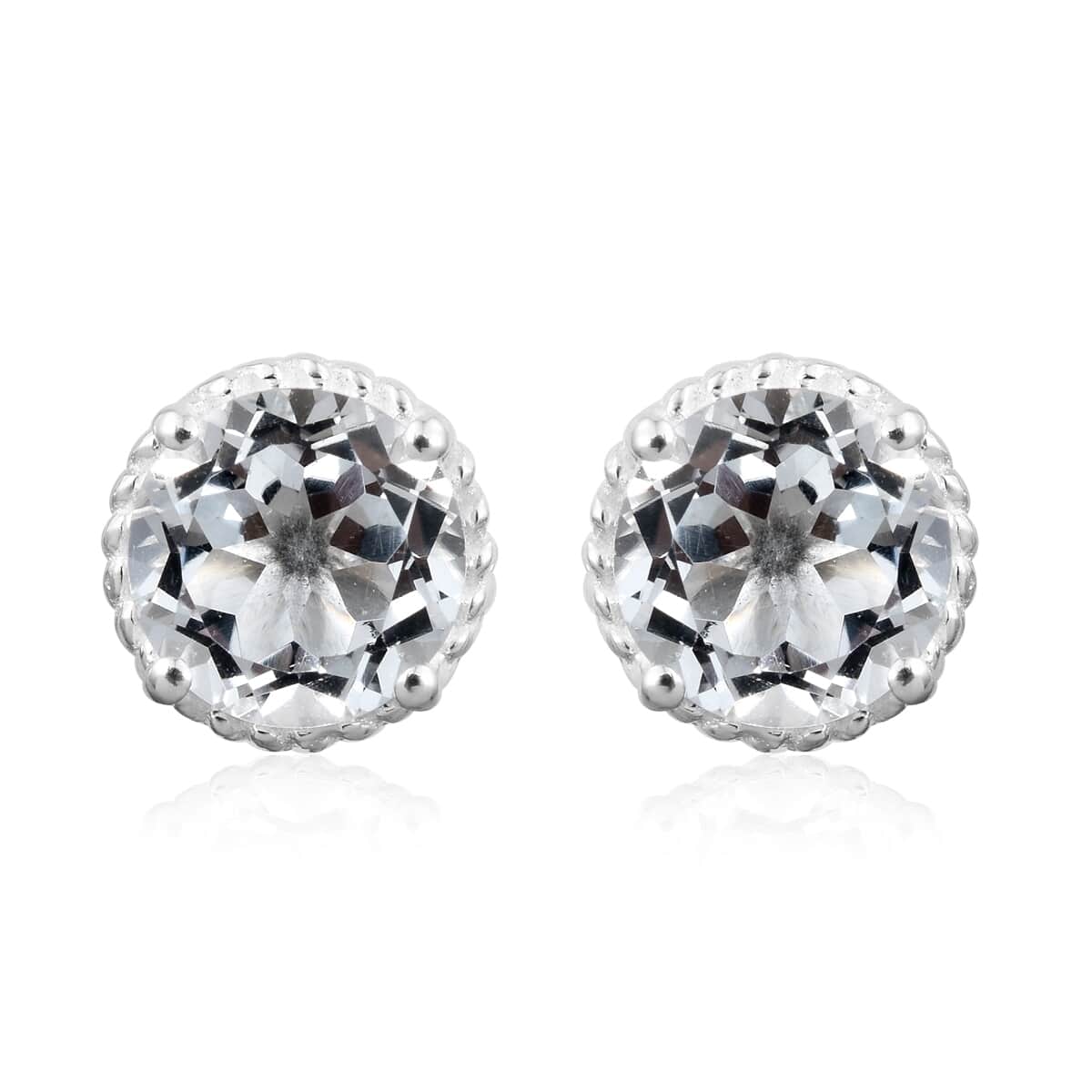 White Topaz Halo Stud Earrings in Sterling Silver 4.35 ctw image number 0