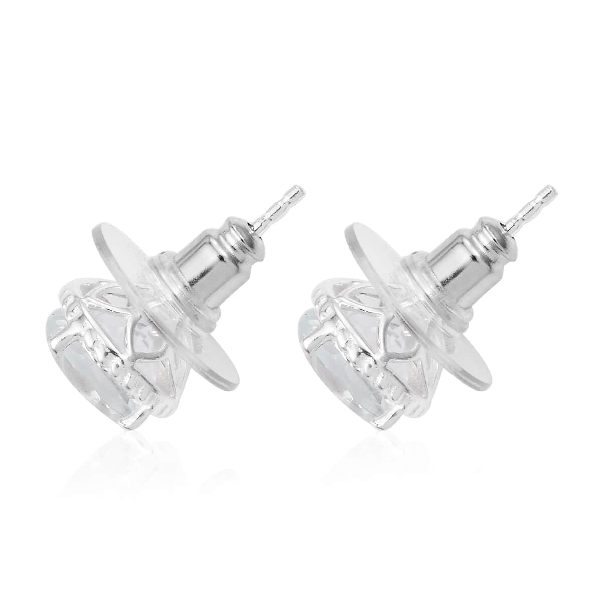 White Topaz Halo Stud Earrings in Sterling Silver 4.35 ctw image number 1