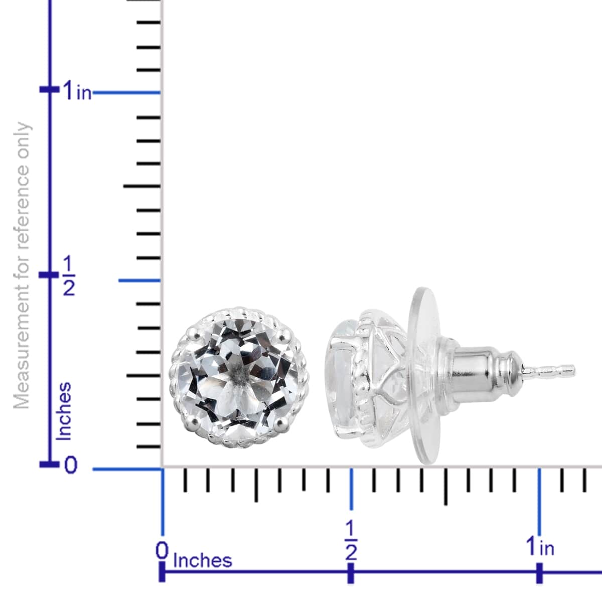 White Topaz Halo Stud Earrings in Sterling Silver 4.35 ctw image number 2