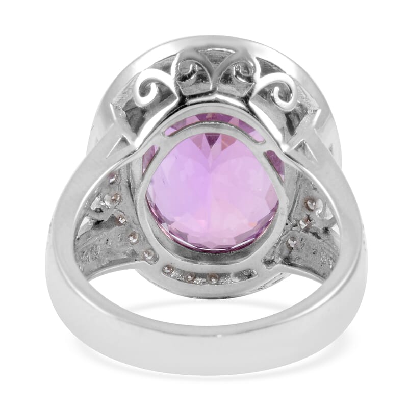 Rhapsody Kunzite and E-F VS Diamond 12.10 ctw Halo Ring in 950 Platinum (Size 7.0) 12.20 Grams 