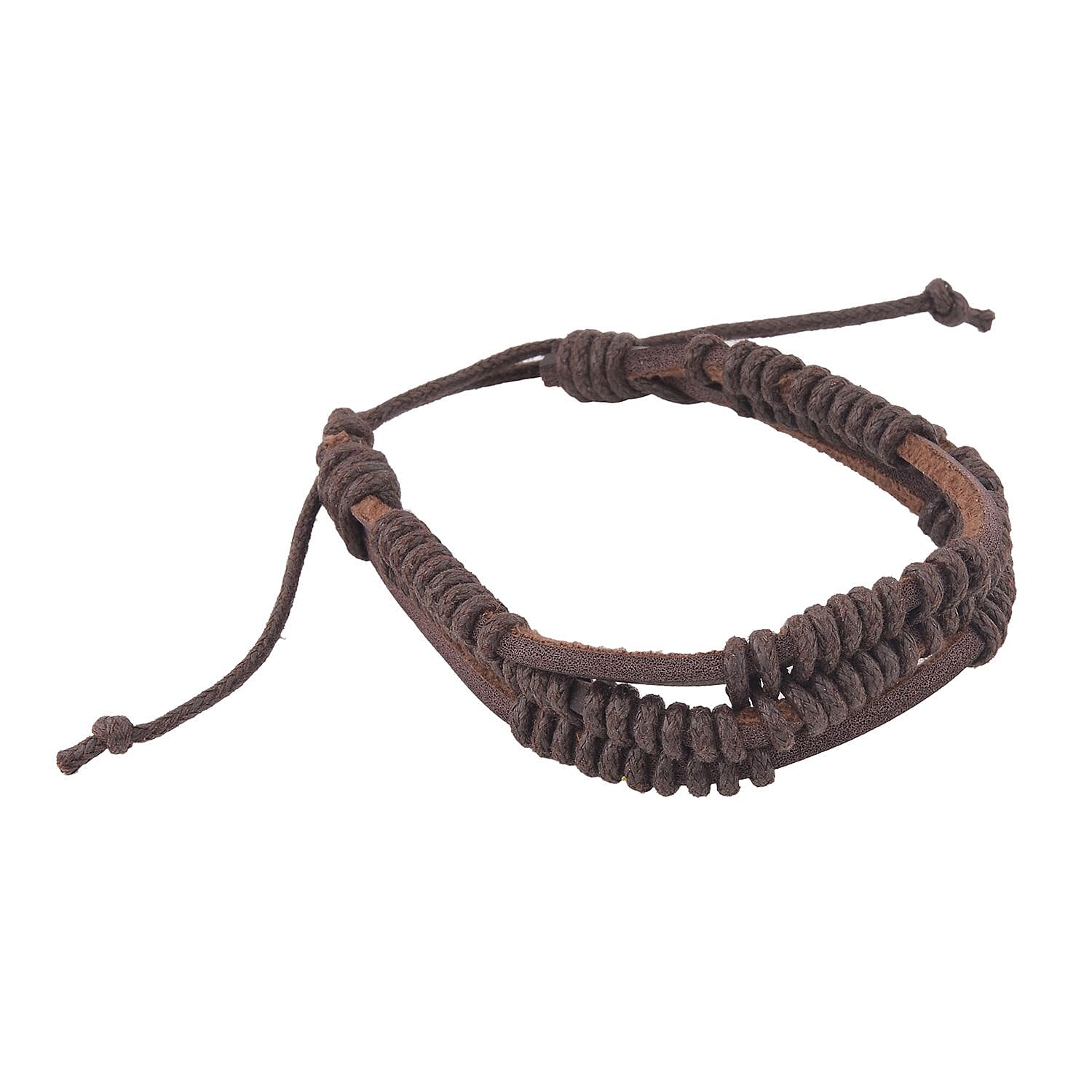 Set of 5 Black Onyx, Wooden Beaded and Faux Leather Best Friend Men's Bracelets in Silvertone (Stretch & Adjustable) 137.00 ctw