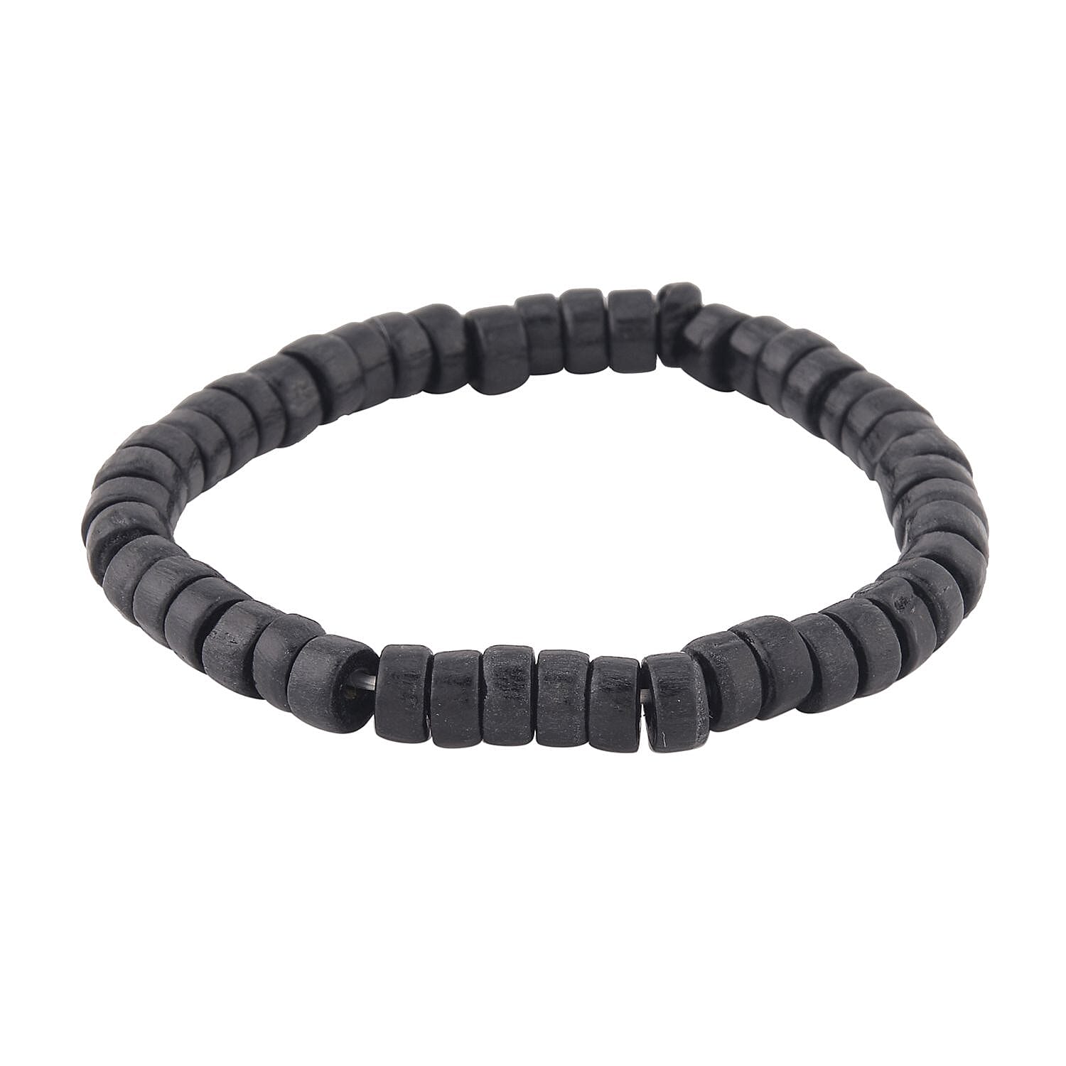 Set of 5 Black Onyx, Wooden Beaded and Faux Leather Best Friend Men's Bracelets in Silvertone (Stretch & Adjustable) 137.00 ctw