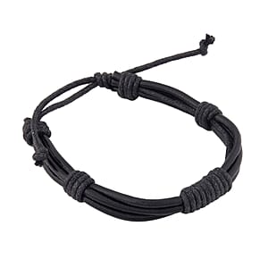 Set of 5 Unakite, Wooden Beaded, Faux Leather Motorcycle Men's Bracelets in Blacktone (Stretch & Adjustable) 160.00 ctw