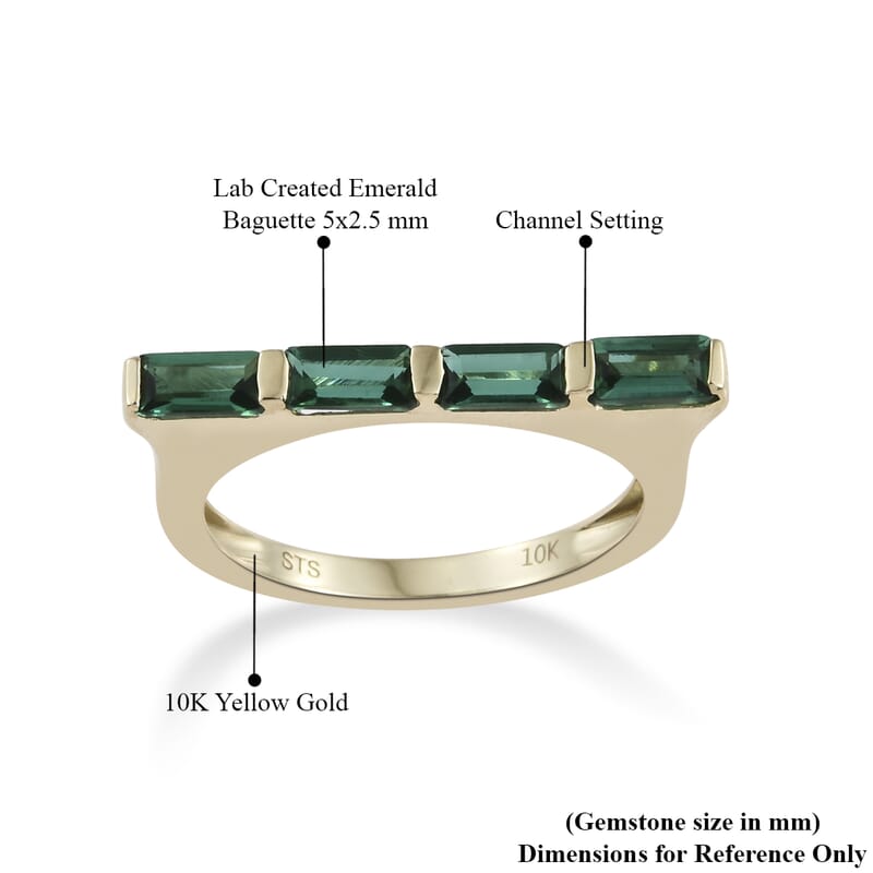 Lab Created Emerald 0.82 ctw Ring in 10K Yellow Gold (Size 7)