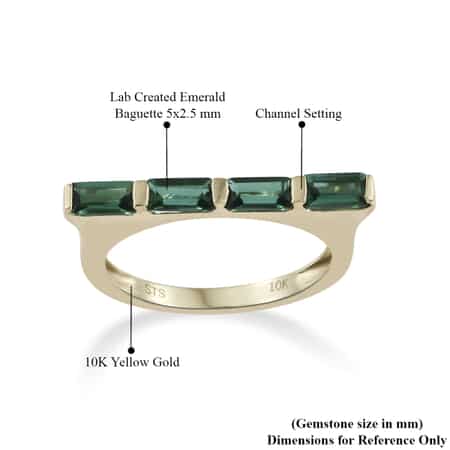 10K Yellow Gold Lab Created Emerald Ring (Size 7) 0.82 ctw image number 1