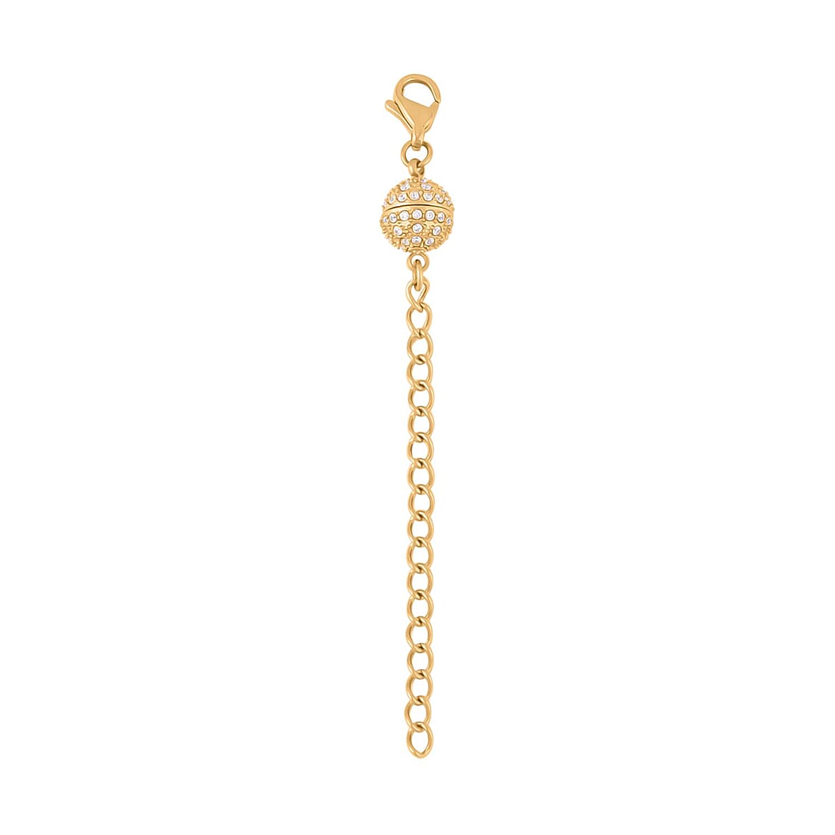 Simulated Diamond 2Inch Extender Chain with 9mm Lobster Lock and 8mm Magnetic Lock in ION Plated YG Stainless Steel 0.65 ctw image number 0