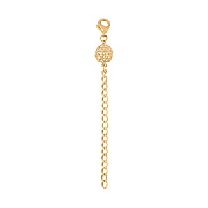 Simulated Diamond 2Inch Extender Chain with 9mm Lobster Lock and 8mm Magnetic Lock in ION Plated YG Stainless Steel 0.65 ctw