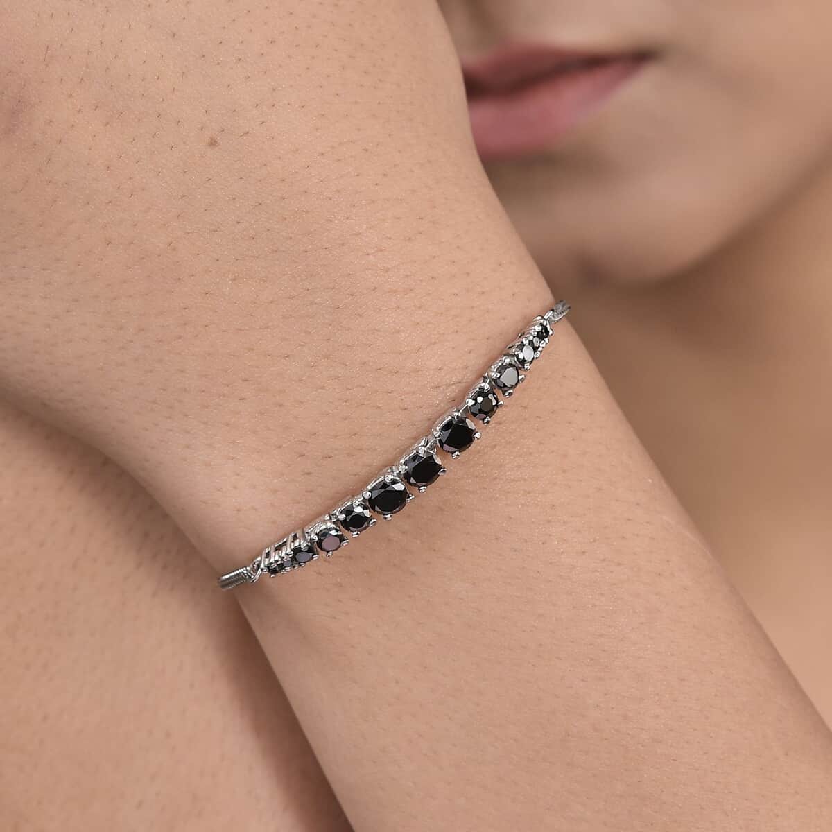 Simulated Black Diamond Bolo Bracelet in Stainless Steel 4.25 ctw image number 4