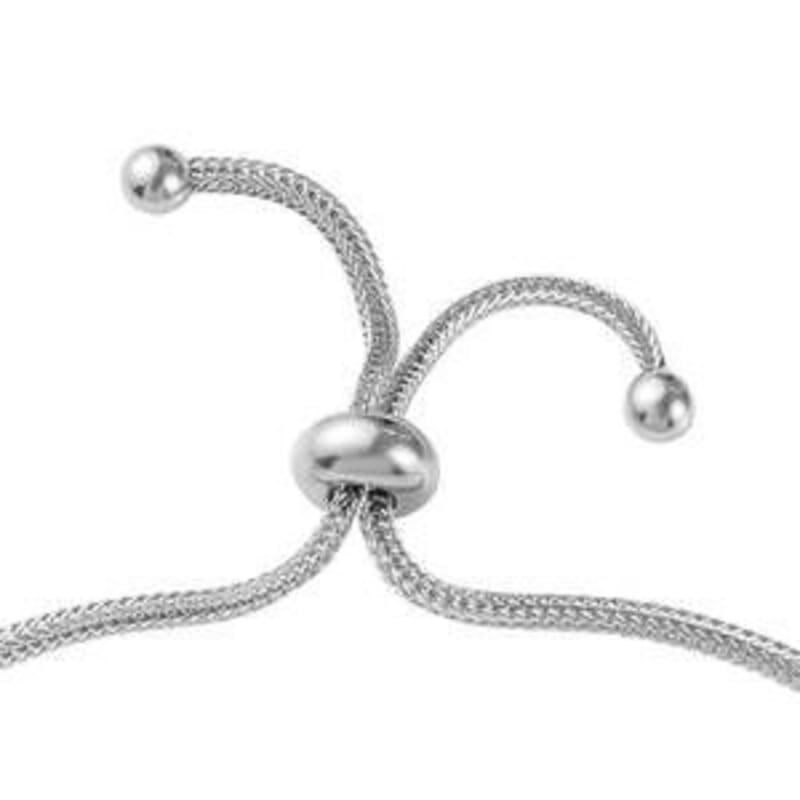 Simulated Black Diamond Bolo Bracelet in Stainless Steel