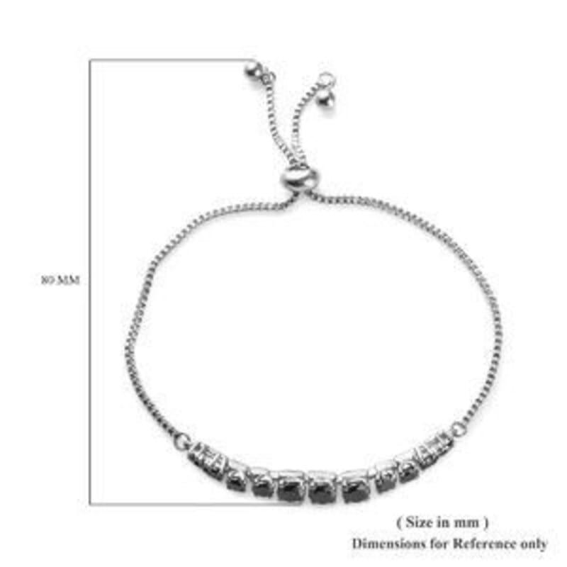 Simulated Black Diamond Bolo Bracelet in Stainless Steel