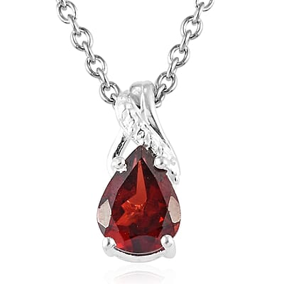Mozambique Garnet 2.25 ctw Solitaire Earrings and Pendant in Sterling Silver with Stainless Steel Necklace 20 Inches