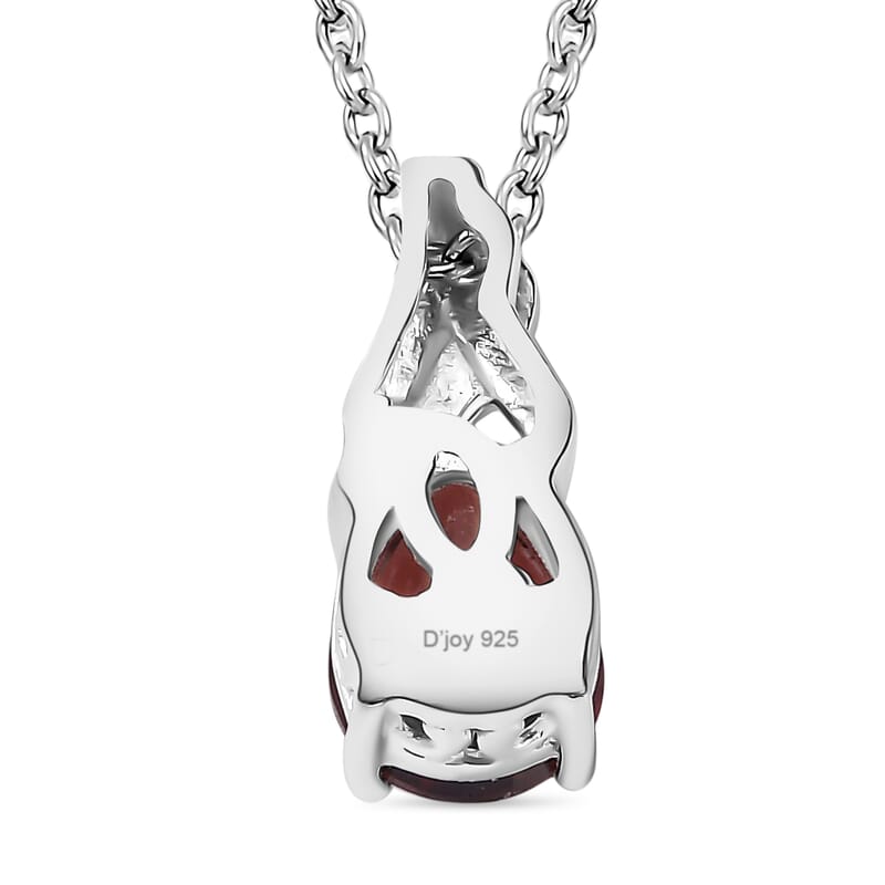 Mozambique Garnet 2.25 ctw Solitaire Earrings and Pendant in Sterling Silver with Stainless Steel Necklace 20 Inches