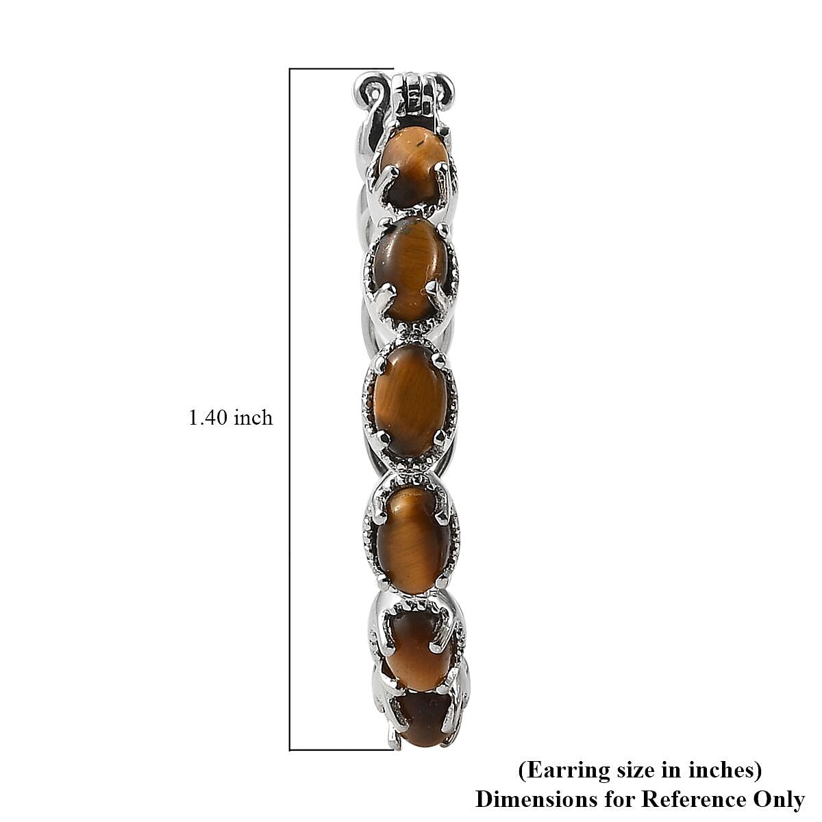 Evertrue Tiger's Eye 7.35 ctw Hoop Earrings in Platinum Bond