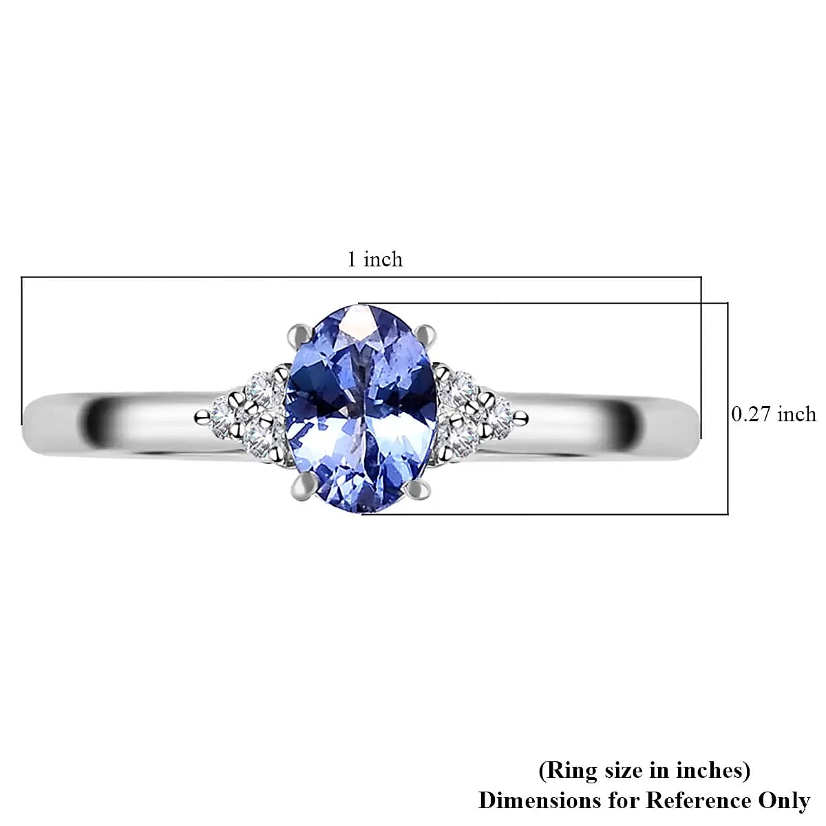 Tanzanite, Cambodian Zircon Ring in Platinum Over Sterling Silver, Fashion Rings For Women (Size 7.0) 1.10 ctw image number 6