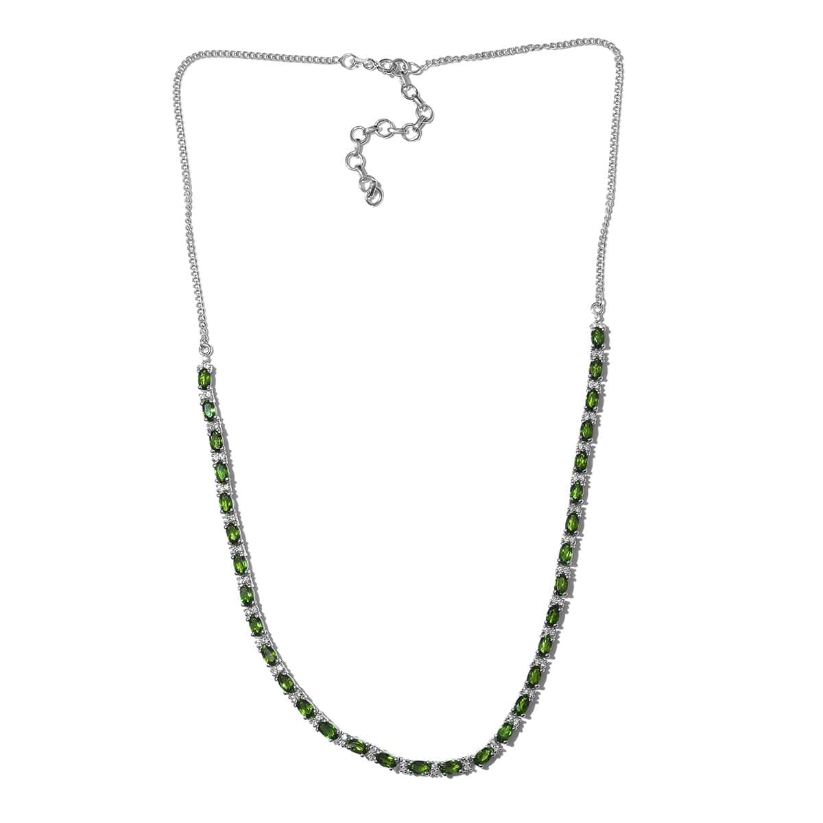 Chrome Diopside and Cambodian Zircon Necklace 18-20 Inches in Platinum Over Sterling Silver 8.80 ctw image number 0