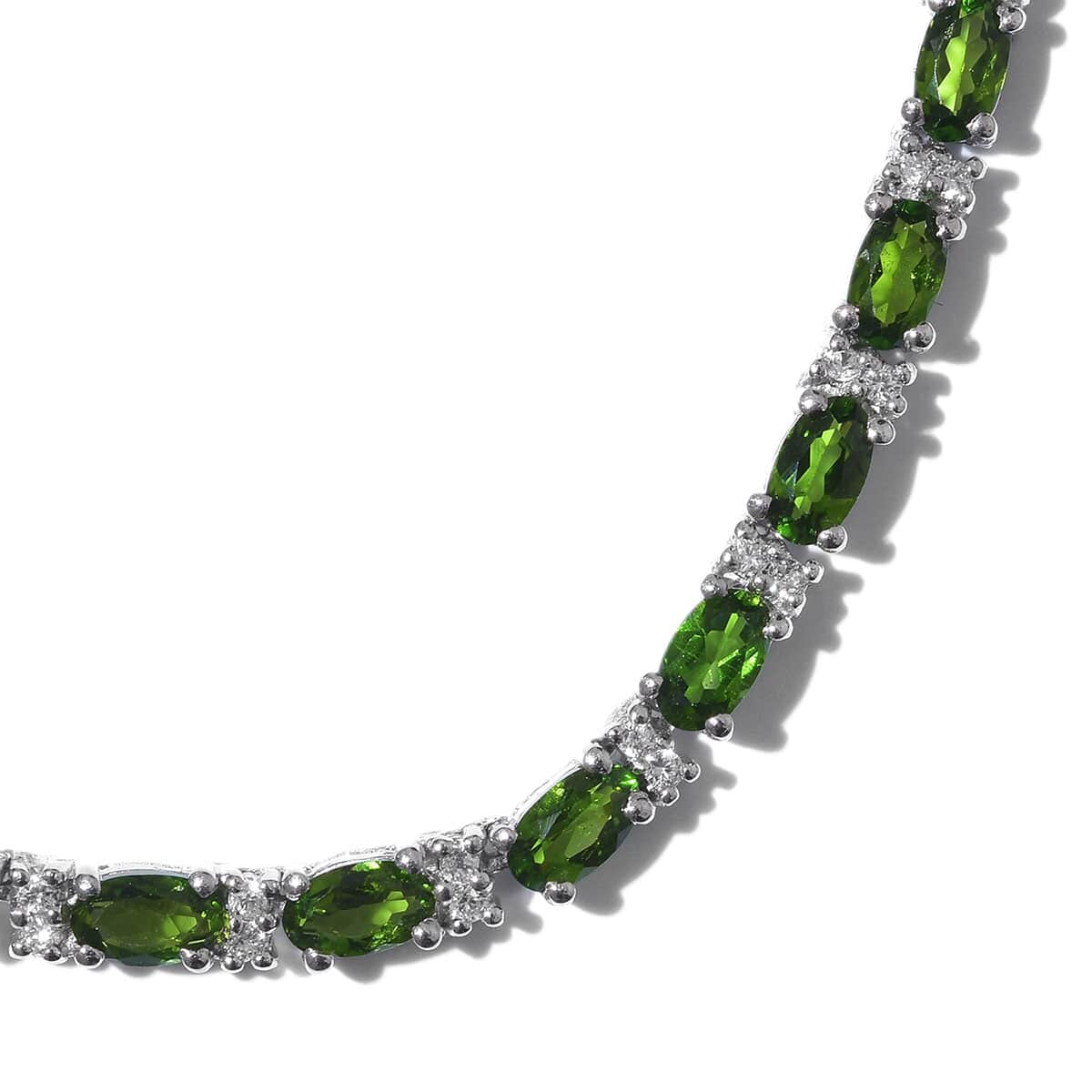 Chrome Diopside and Cambodian Zircon Necklace 18-20 Inches in Platinum Over Sterling Silver 8.80 ctw image number 2