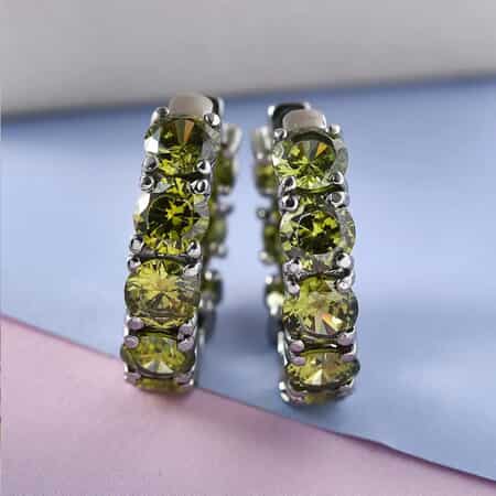 Simulated Green Diamond Hoop Earrings in Stainless Steel 20.90 ctw image number 1