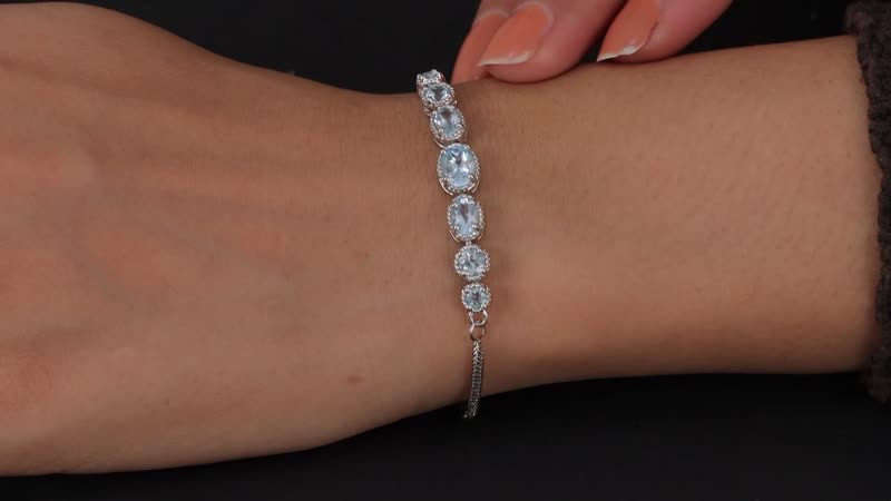 Karis Sky Blue Topaz Bolo Bracelet in Platinum Bond 2.90 ctw