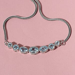 EverTrue Sky Blue Topaz 2.90 ctw Bolo Bracelet in Platinum Bond