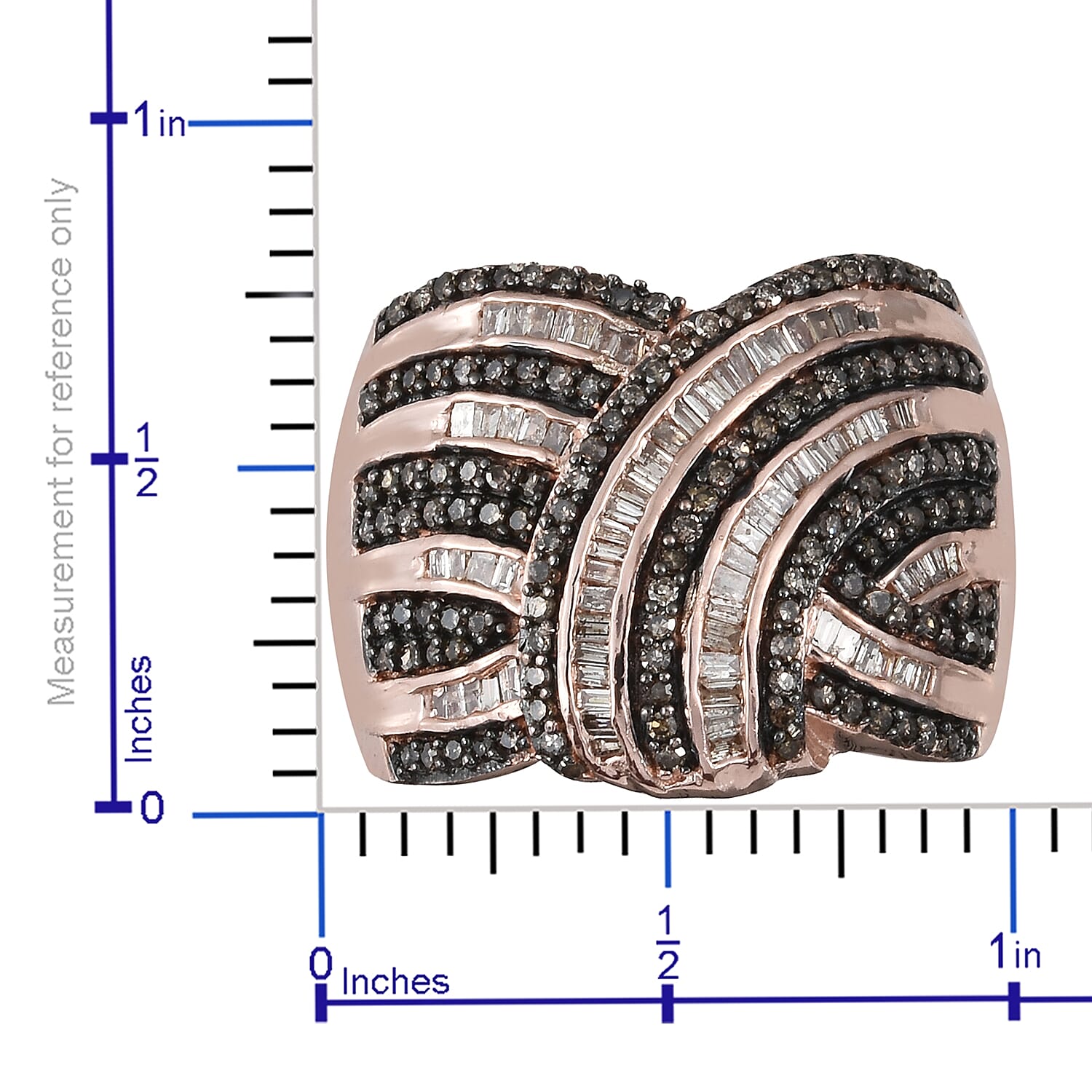 Natural Champagne Diamond Ring in Black Rhodium and Vermeil Rose Gold Over Sterling Silver (Size 6.0) 1.00 ctw