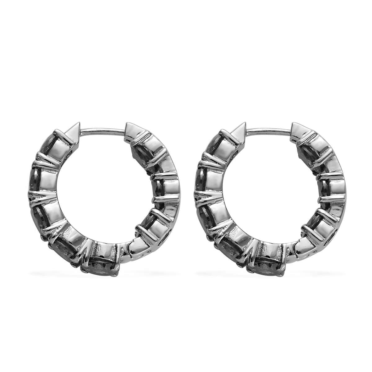 Simulated Red Diamond Earrings in Stainless Steel, Inside Out Hoops, Simulated Diamond Jewelry For Women 22.40 ctw image number 5
