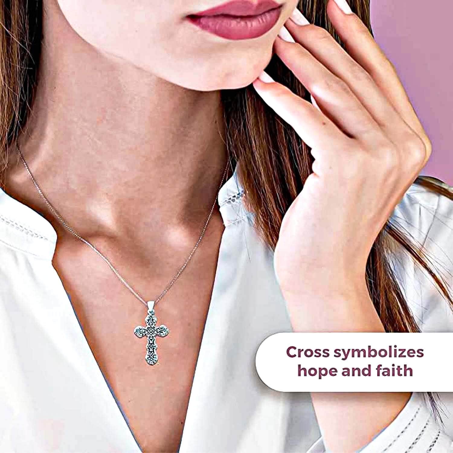 925 Sterling Silver Cross Pendant, Cross Religious Pendant, Jewelry Gifts  For Women