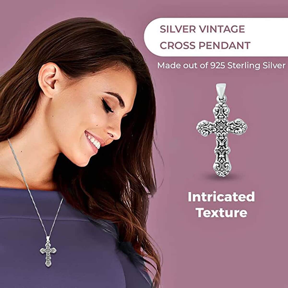 925 Sterling Silver Cross Pendant, Cross Religious Pendant, Jewelry Gifts For Women image number 4