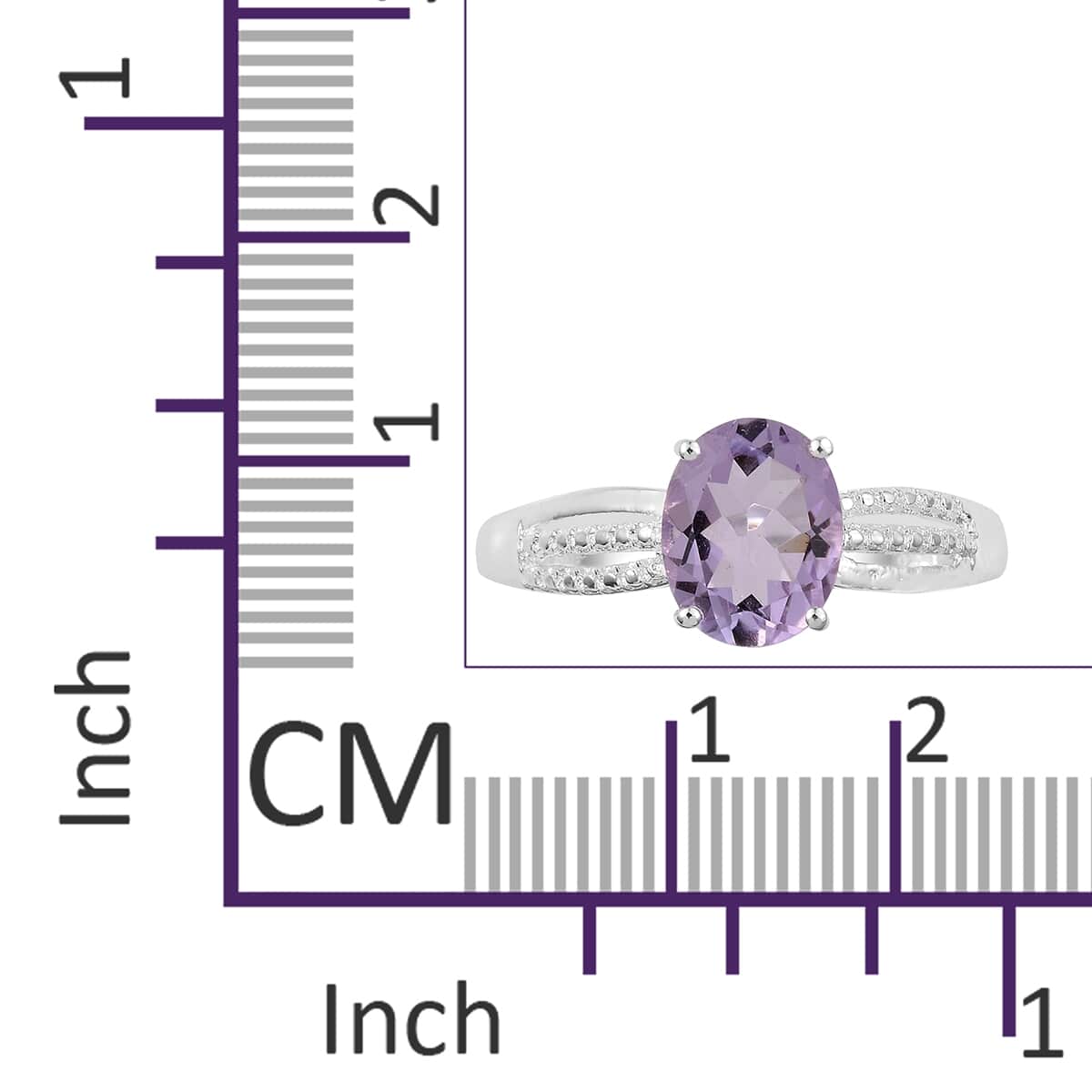 Rose De France Amethyst Solitaire Ring in Sterling Silver (Size 10.0) 2.35 ctw image number 4
