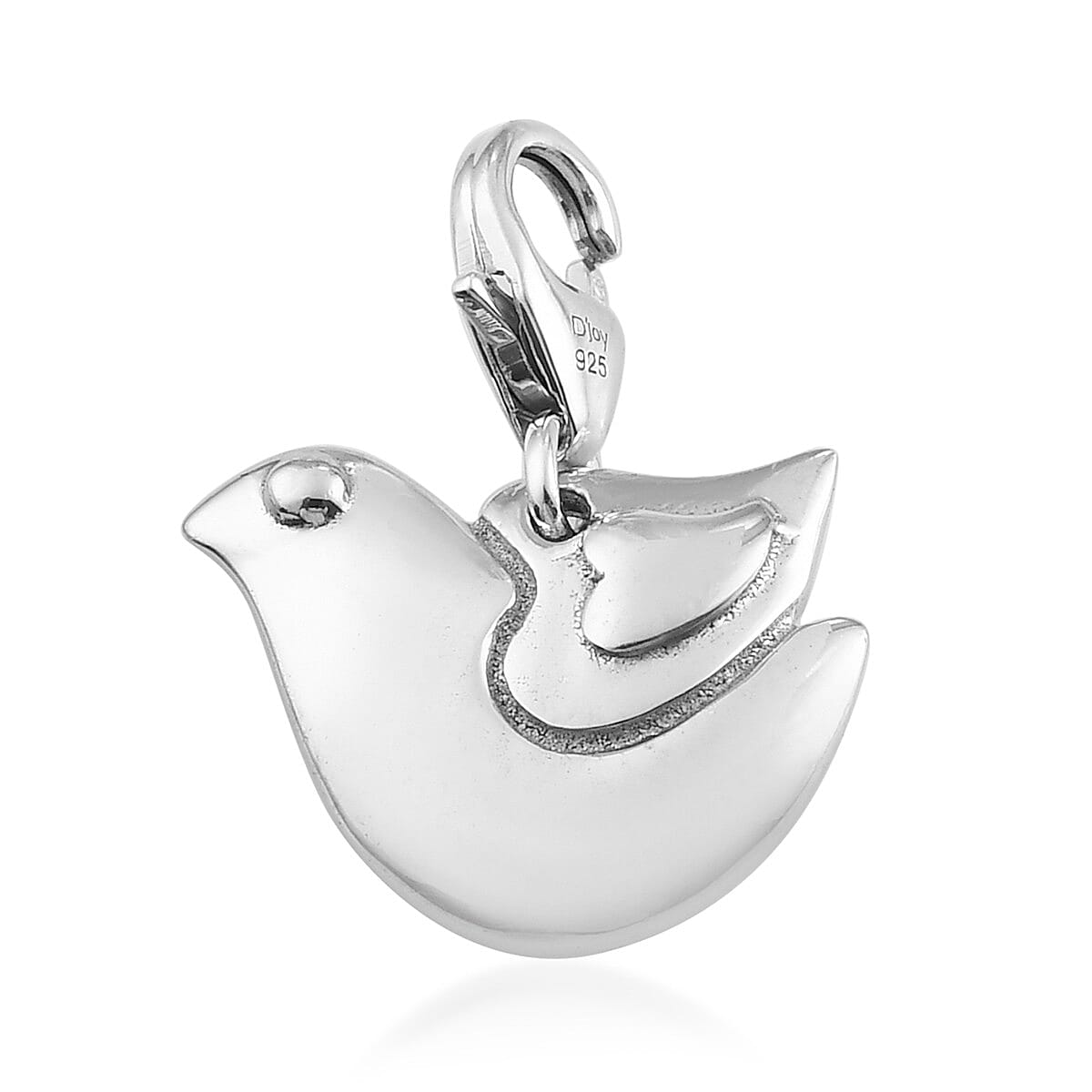 Platinum Over Sterling Silver Dove Charm 3.44 Grams
