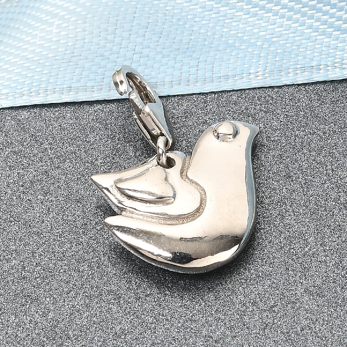 Platinum Over Sterling Silver Dove Charm 3.44 Grams