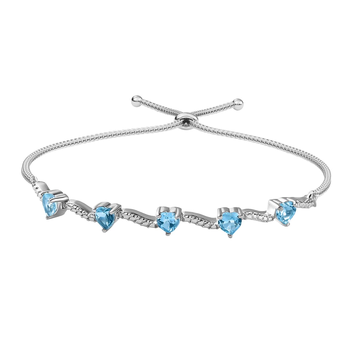 Karis Sky Blue Topaz Love Theme Bolo Bracelet in Platinum Bond Adjustable 2.90 ctw image number 0