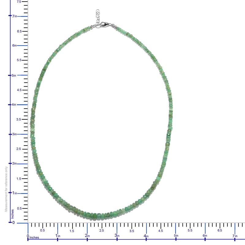 Kagem Zambian Emerald Faceted Beaded Necklace 18 Inches in Sterling Silver 50.00 ctw