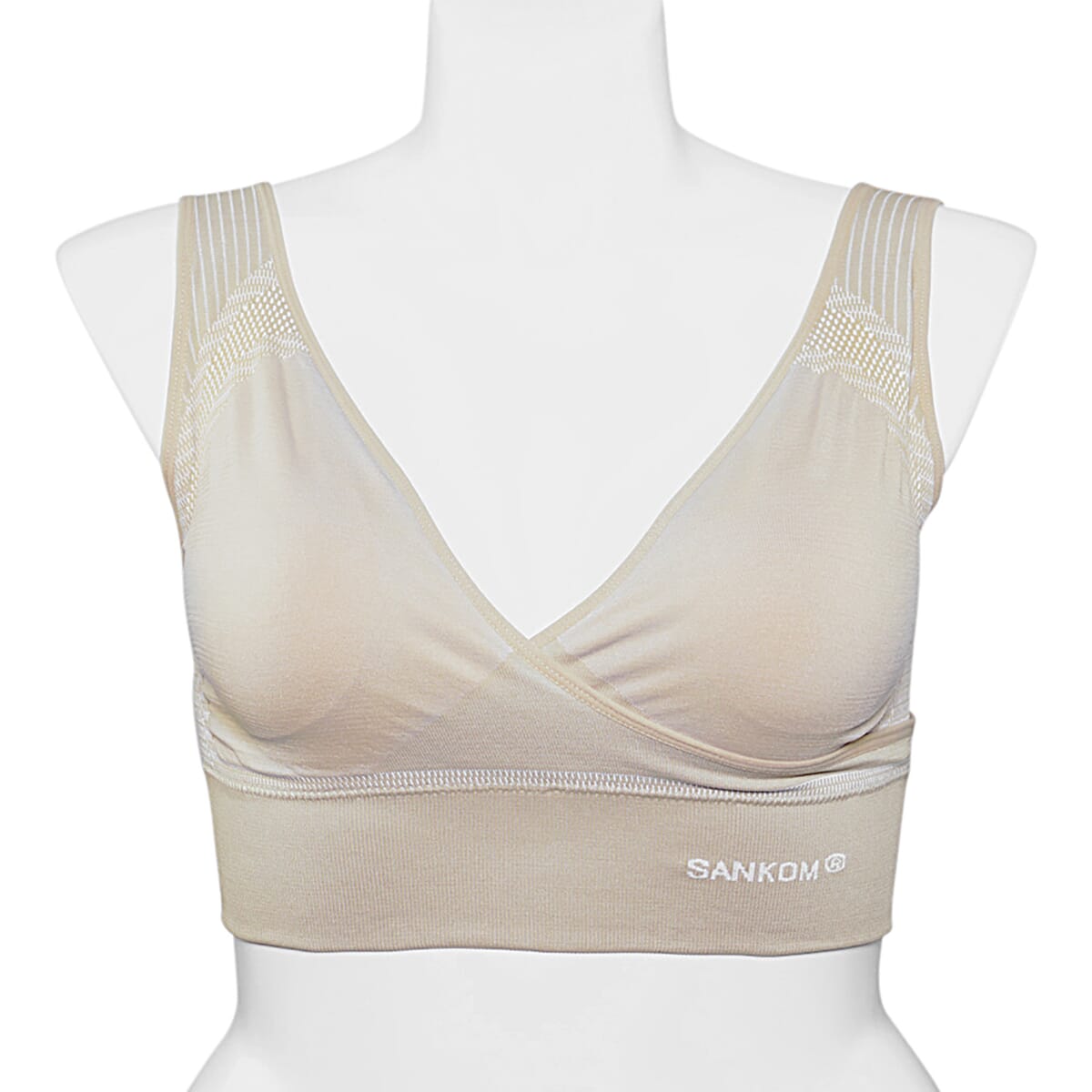 Sankom Patent Beige Wireless Posture Support Bra with Cooling Fibers-M/L