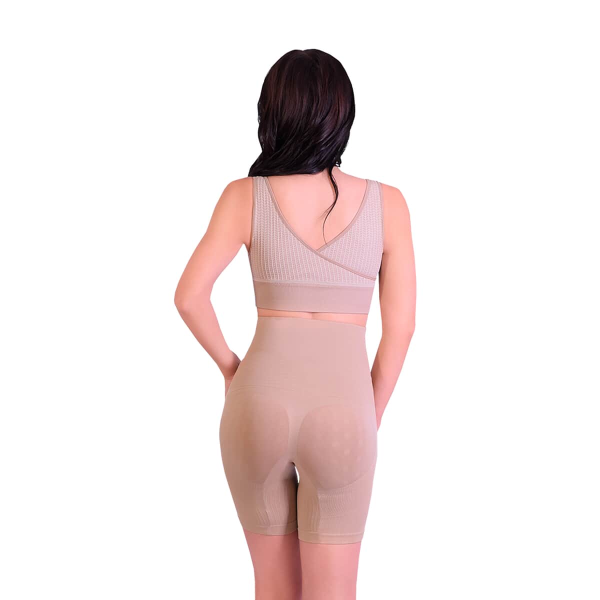 Sankom Patent Mid-Thigh Shaper Shorts with Cooling Fibers - S/M | Beige